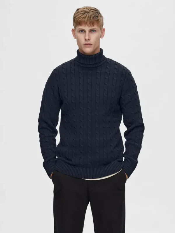 Strik>SELECTED KABELSTRIK PULLOVER Blue