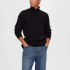 Strik>SELECTED KABELSTRIK PULLOVER Black