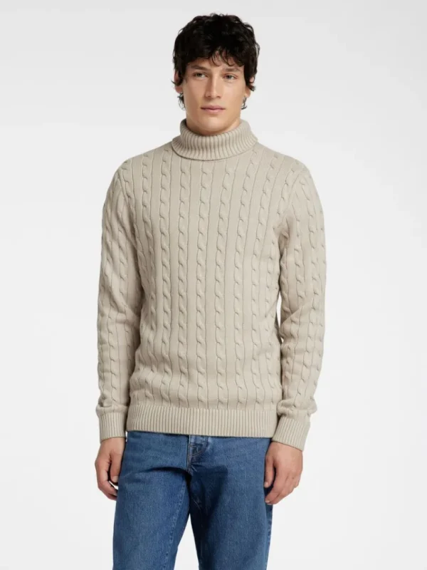 Strik>SELECTED KABELSTRIK PULLOVER Beige