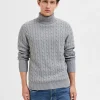 Strik>SELECTED KABELSTRIK PULLOVER Grey