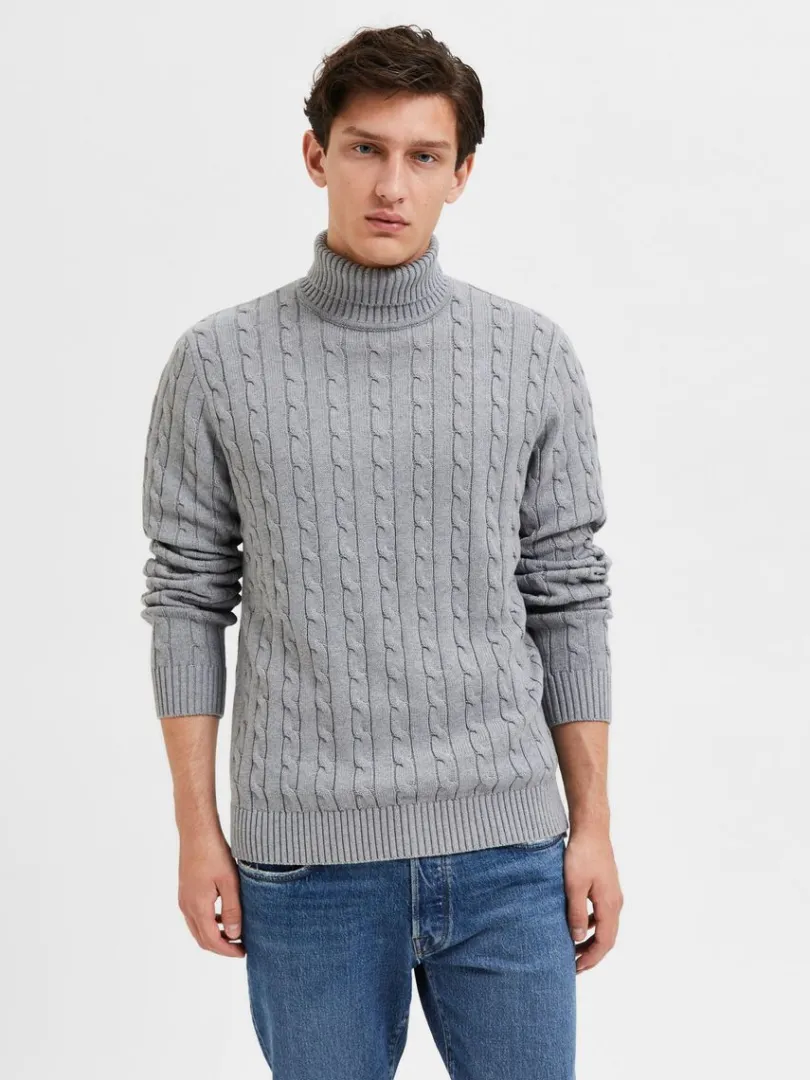 kabelstrik_pullover_0-3.webp Strik>SELECTED KABELSTRIK PULLOVER Grey