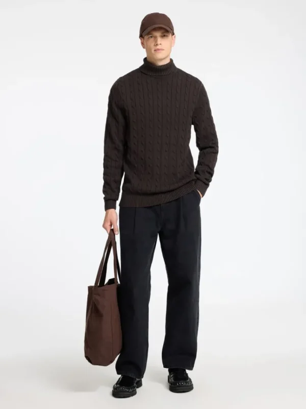 Strik>SELECTED KABELSTRIK PULLOVER Brown