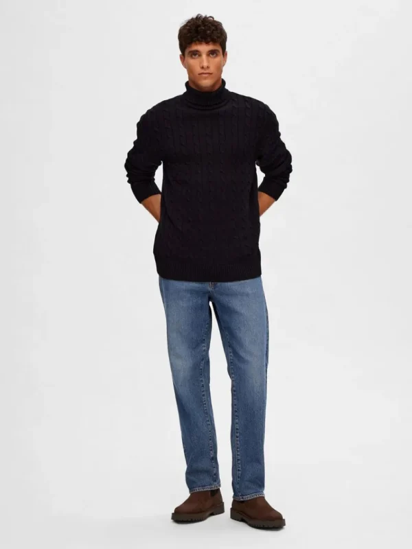 Strik>SELECTED KABELSTRIK PULLOVER Black