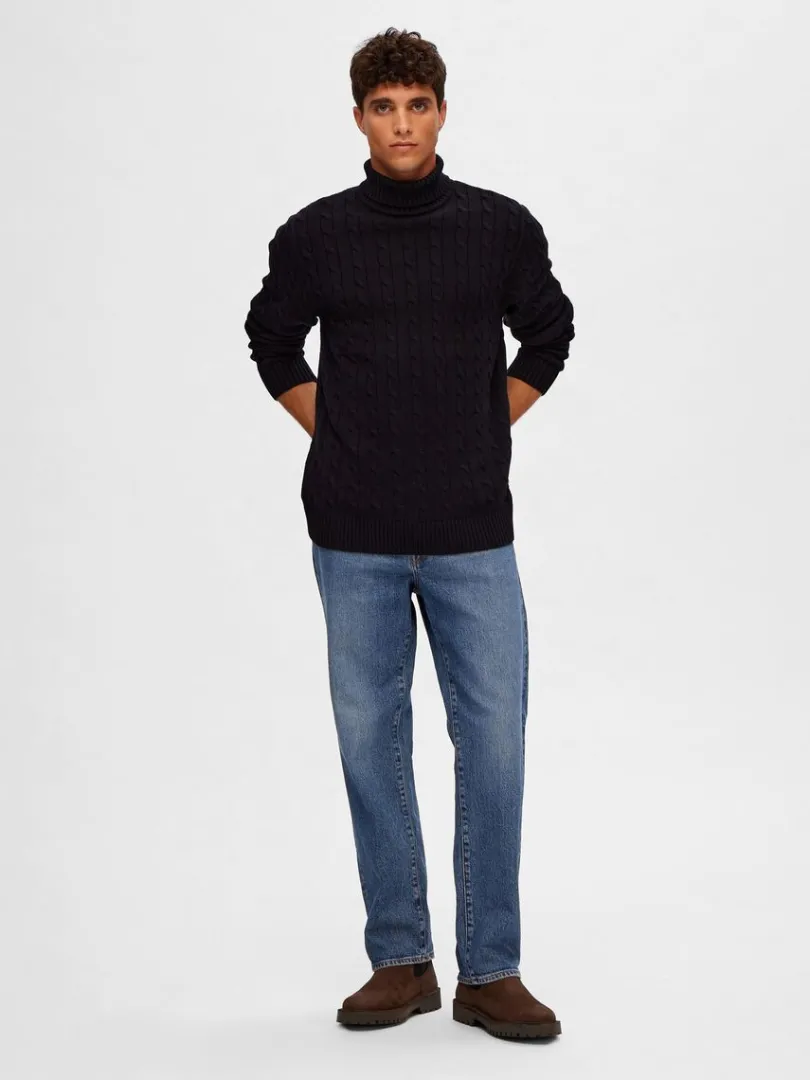 kabelstrik_pullover_1.webp Strik>SELECTED KABELSTRIK PULLOVER Black