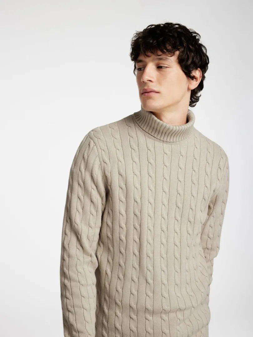 kabelstrik_pullover_2-2.webp Strik>SELECTED KABELSTRIK PULLOVER Beige