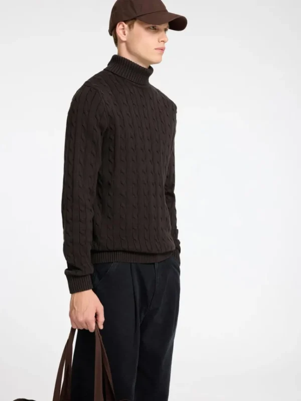 Strik>SELECTED KABELSTRIK PULLOVER Brown
