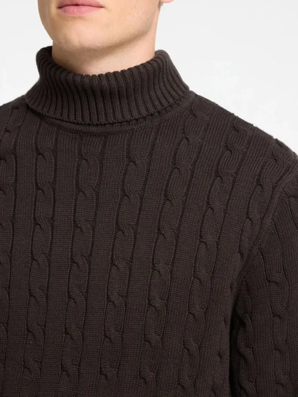 Strik>SELECTED KABELSTRIK PULLOVER Brown