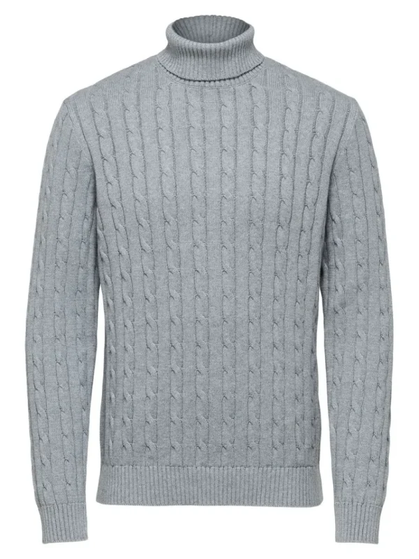 Strik>SELECTED KABELSTRIK PULLOVER Grey