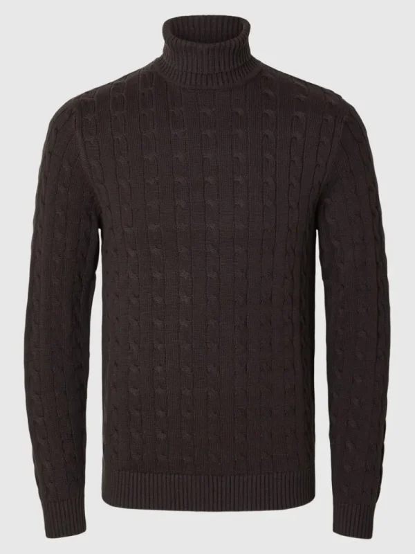 Strik>SELECTED KABELSTRIK PULLOVER Brown
