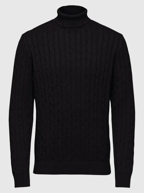 Strik>SELECTED KABELSTRIK PULLOVER Black