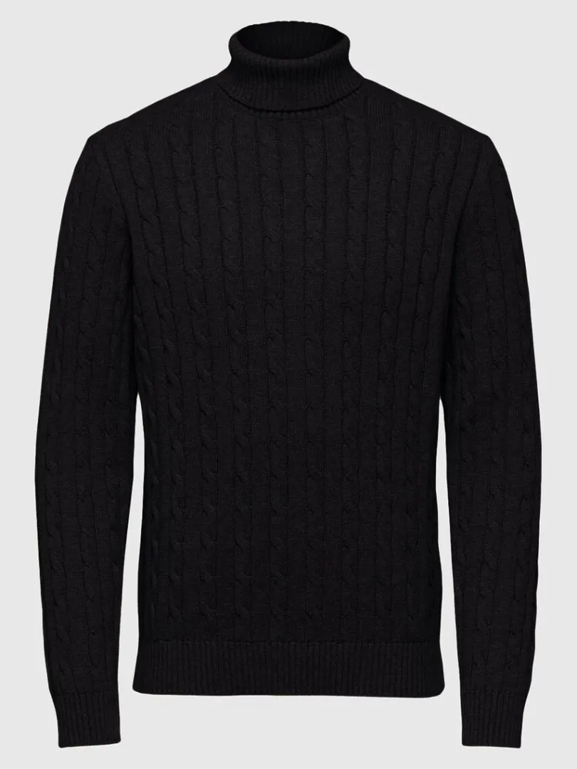 kabelstrik_pullover_4.webp Strik>SELECTED KABELSTRIK PULLOVER Black