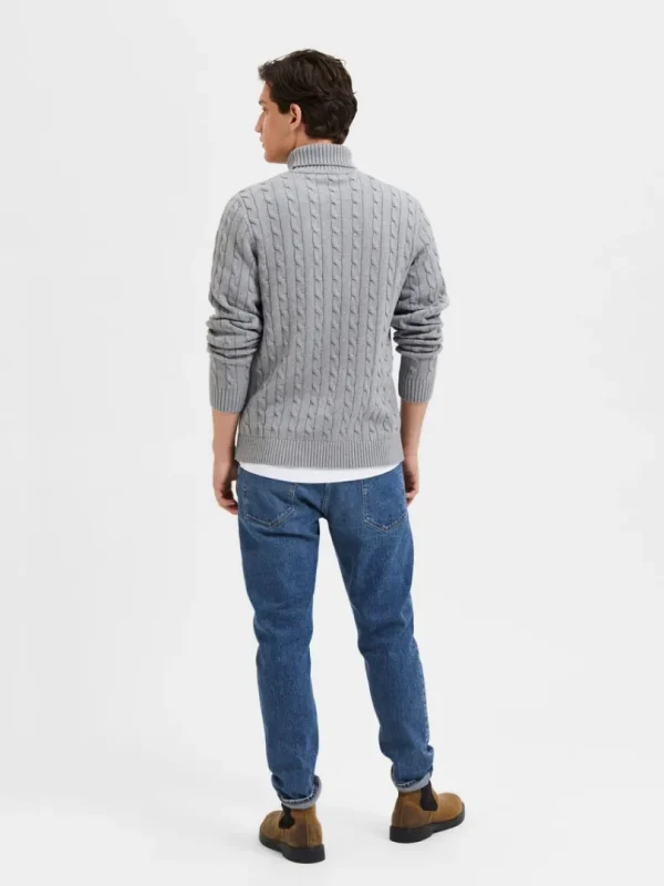 Strik>SELECTED KABELSTRIK PULLOVER Grey
