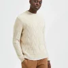 Strik>SELECTED KABELSTRIK STRIKTRØJE Beige