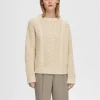 Strik>SELECTED KABELSTRIK STRIKTRØJE Beige