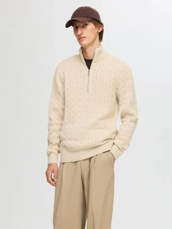 Strik>SELECTED KABELSTRIK STRIKTRØJE Beige