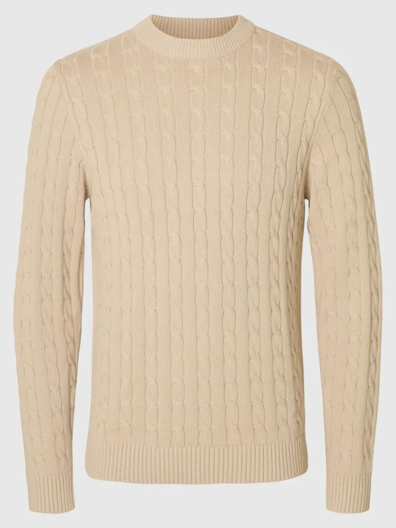 kabelstrik_striktrje_0-6.webp Strik>SELECTED KABELSTRIK STRIKTRØJE Beige
