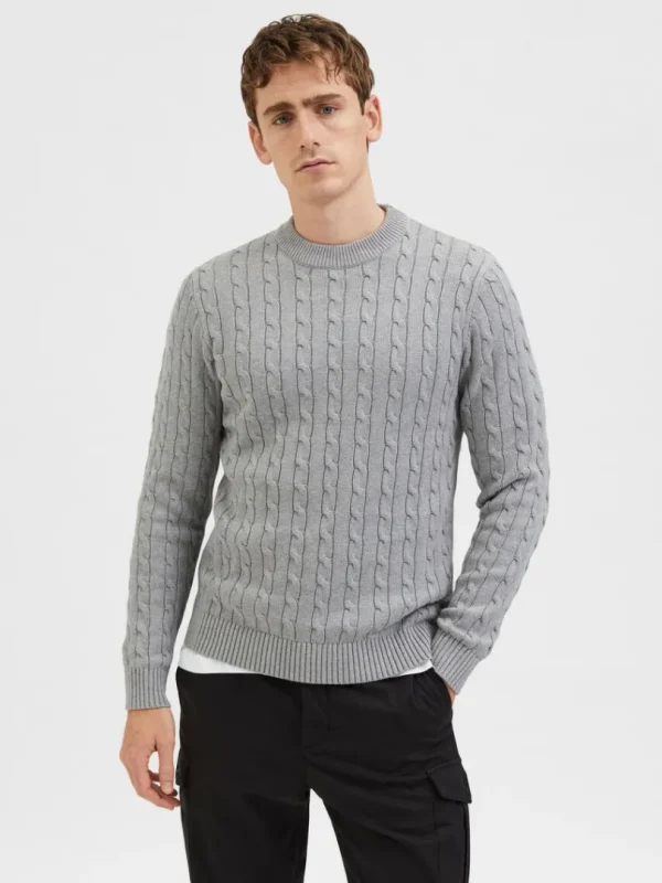 Strik>SELECTED KABELSTRIK STRIKTRØJE Grey