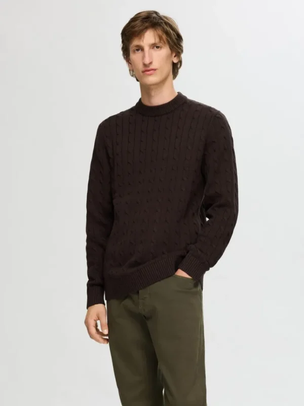 Strik>SELECTED KABELSTRIK STRIKTRØJE Brown