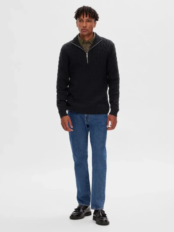 Strik>SELECTED KABELSTRIK STRIKTRØJE Black