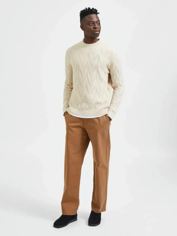 Strik>SELECTED KABELSTRIK STRIKTRØJE Beige