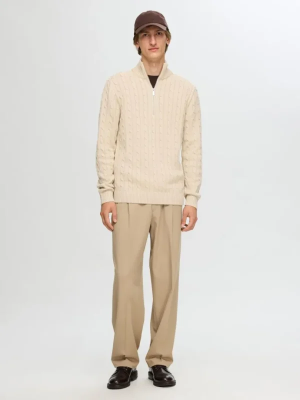 Strik>SELECTED KABELSTRIK STRIKTRØJE Beige