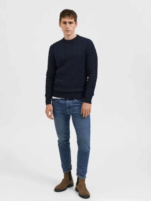Strik>SELECTED KABELSTRIK STRIKTRØJE Blue