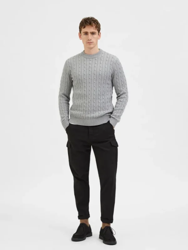 Strik>SELECTED KABELSTRIK STRIKTRØJE Grey