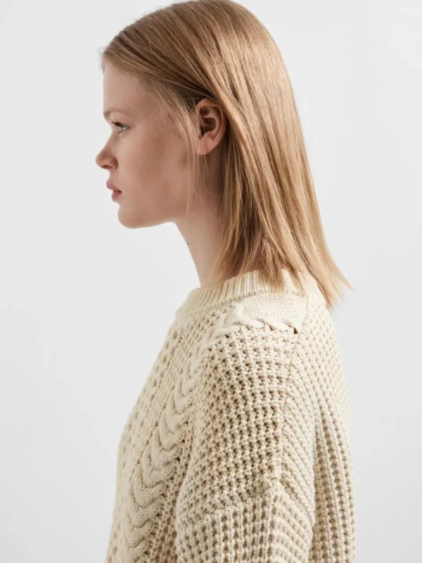 Strik>SELECTED KABELSTRIK STRIKTRØJE Beige