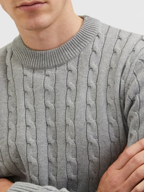 Strik>SELECTED KABELSTRIK STRIKTRØJE Grey