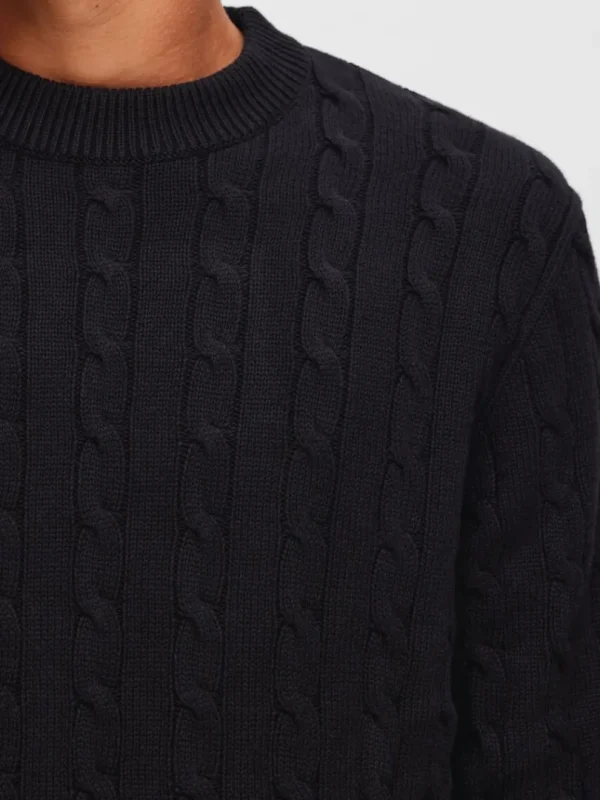 Strik>SELECTED KABELSTRIK STRIKTRØJE Black