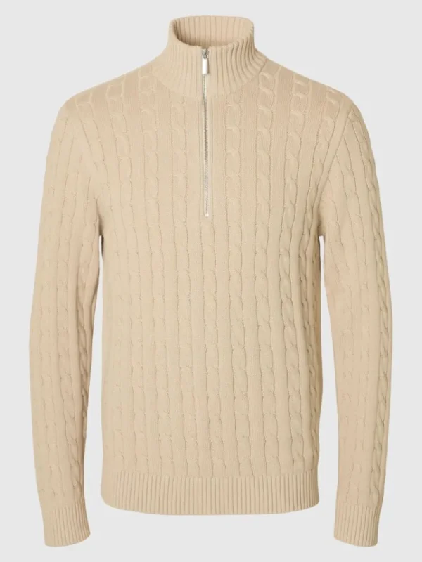 Strik>SELECTED KABELSTRIK STRIKTRØJE Beige