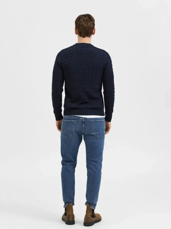 Strik>SELECTED KABELSTRIK STRIKTRØJE Blue