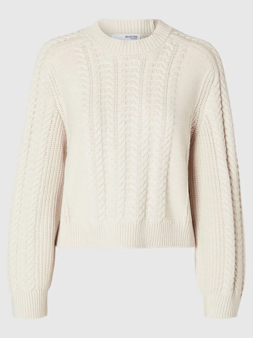 kabelstrik_striktrje_5.webp Strik>SELECTED KABELSTRIK STRIKTRØJE Beige