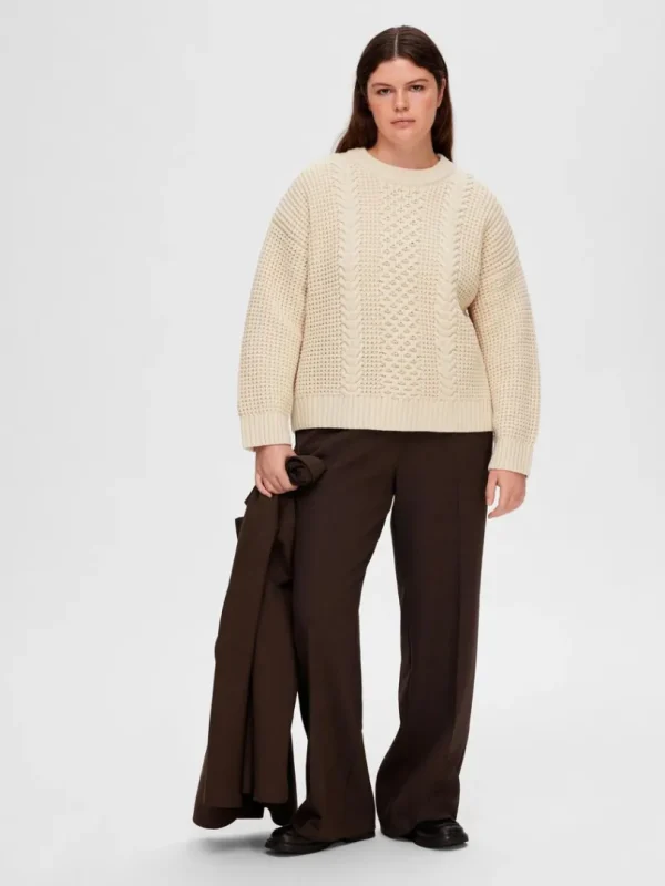 Strik>SELECTED KABELSTRIK STRIKTRØJE Beige