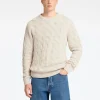 Strik>SELECTED KABELSTRIK SWEATER MED RUND HALS Beige