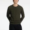 Strik>SELECTED KABELSTRIK SWEATER MED RUND HALS Green