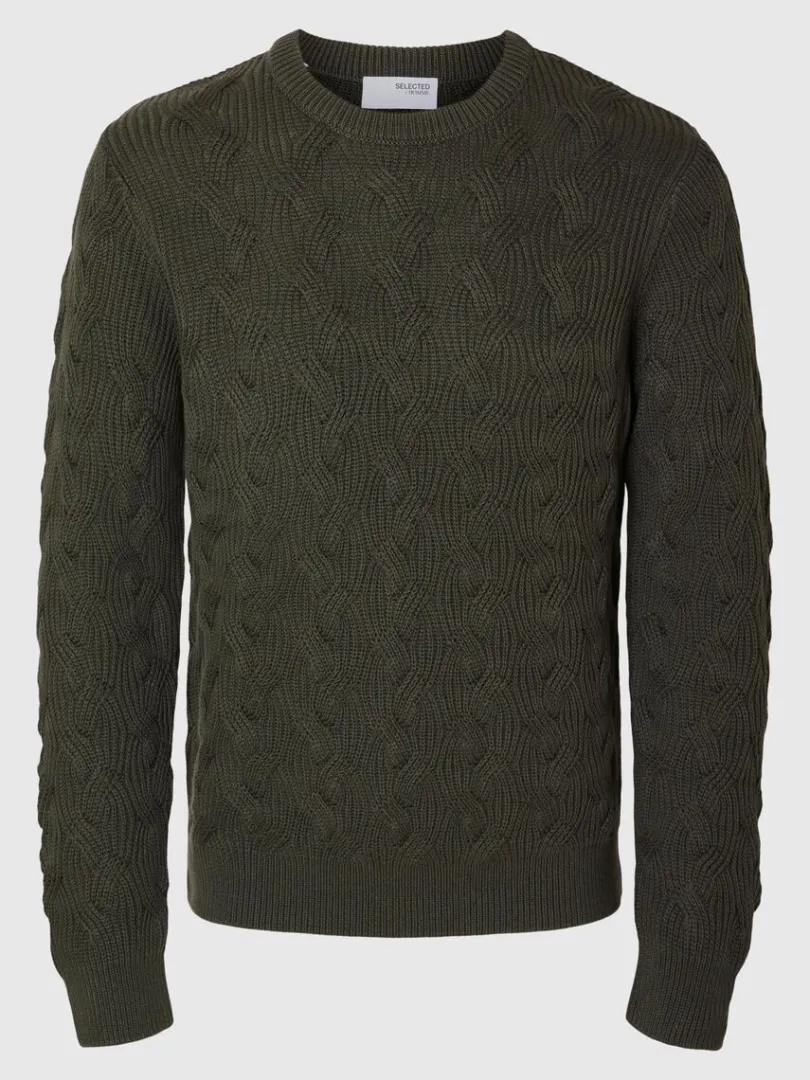 kabelstrik_sweater_med_ru_4-2.webp Strik>SELECTED KABELSTRIK SWEATER MED RUND HALS Green