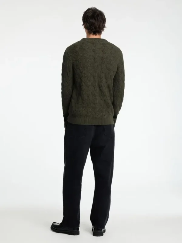 Strik>SELECTED KABELSTRIK SWEATER MED RUND HALS Green