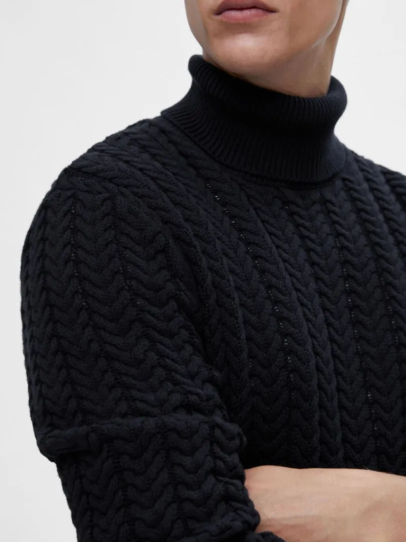 kabelstrikket_rullekrave__3.webp Strik>SELECTED KABELSTRIKKET RULLEKRAVE PULLOVER Blue