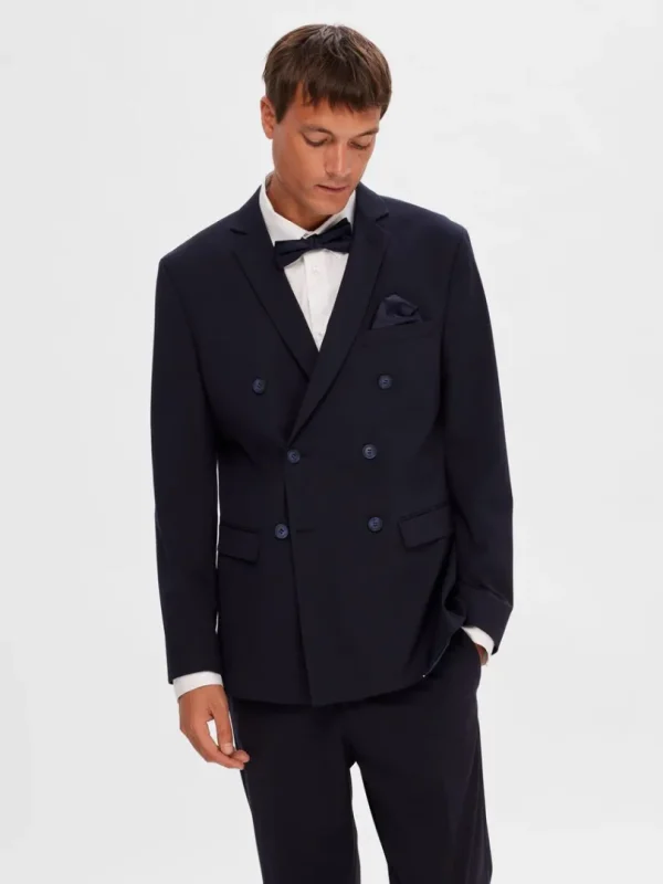 Jakkesæt & Blazers>SELECTED KLASSISK DOBBELTRADET BLAZER Blue