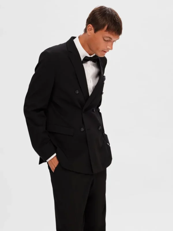Jakkesæt & Blazers>SELECTED KLASSISK DOBBELTRADET BLAZER Black