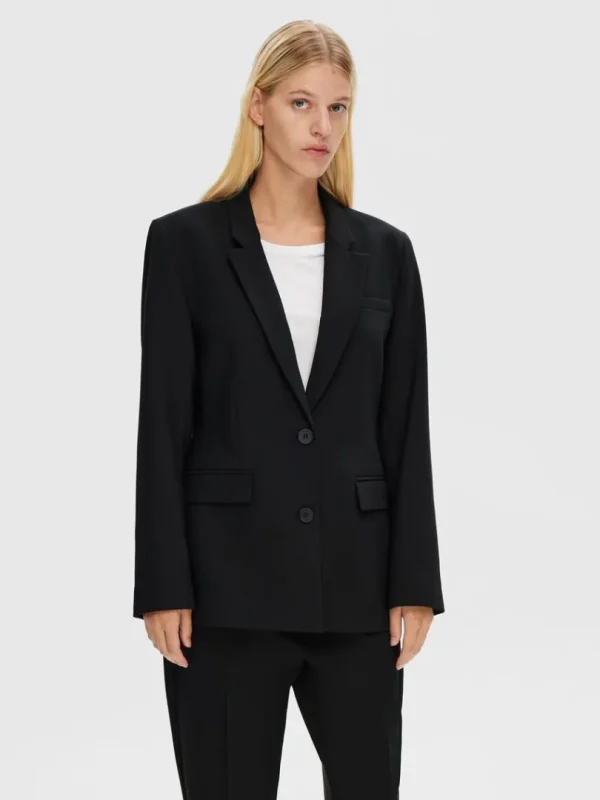 Jakkesæt & Blazers>SELECTED KLASSISK ENKELTRADET BLAZER Black