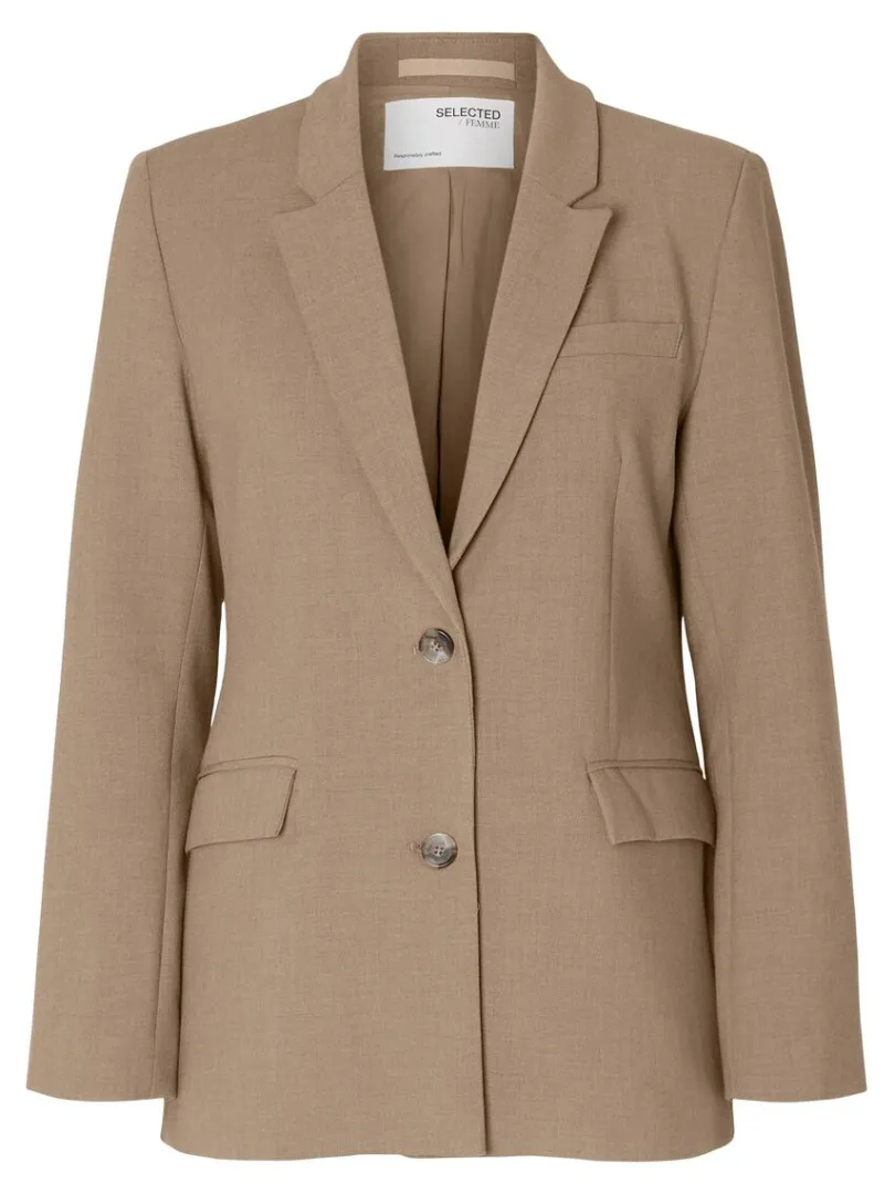 klassisk_enkeltradet_blaz_5.webp Jakkesæt & Blazers>SELECTED KLASSISK ENKELTRADET BLAZER Brown