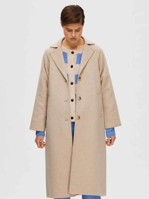 Overtøj>SELECTED KLASSISK FRAKKE Beige