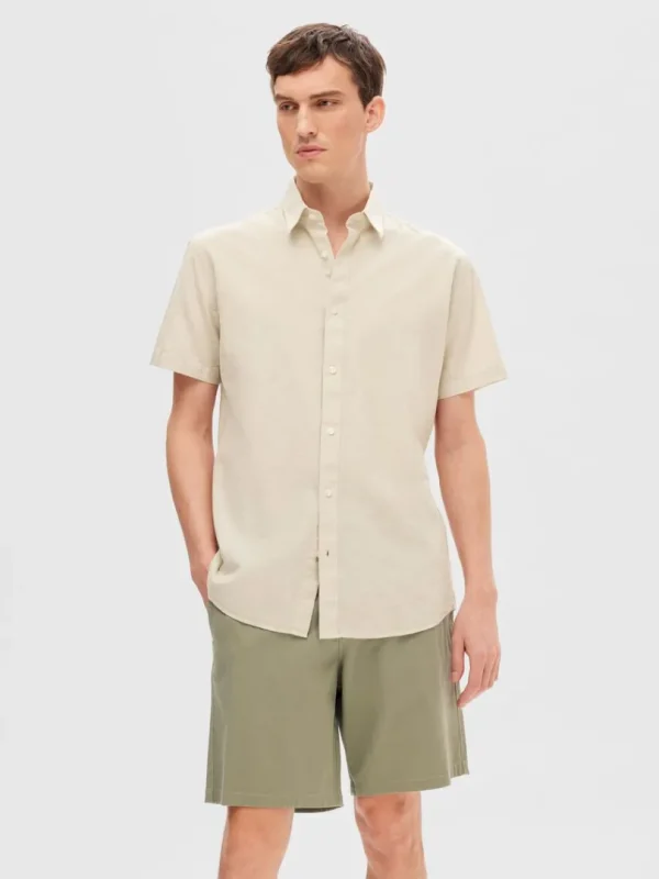 Skjorter>SELECTED KLASSISK KORTÆRMET SKJORTE Beige