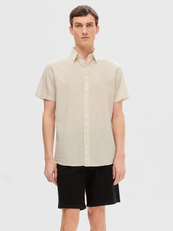 Skjorter>SELECTED KLASSISK KORTÆRMET SKJORTE Beige