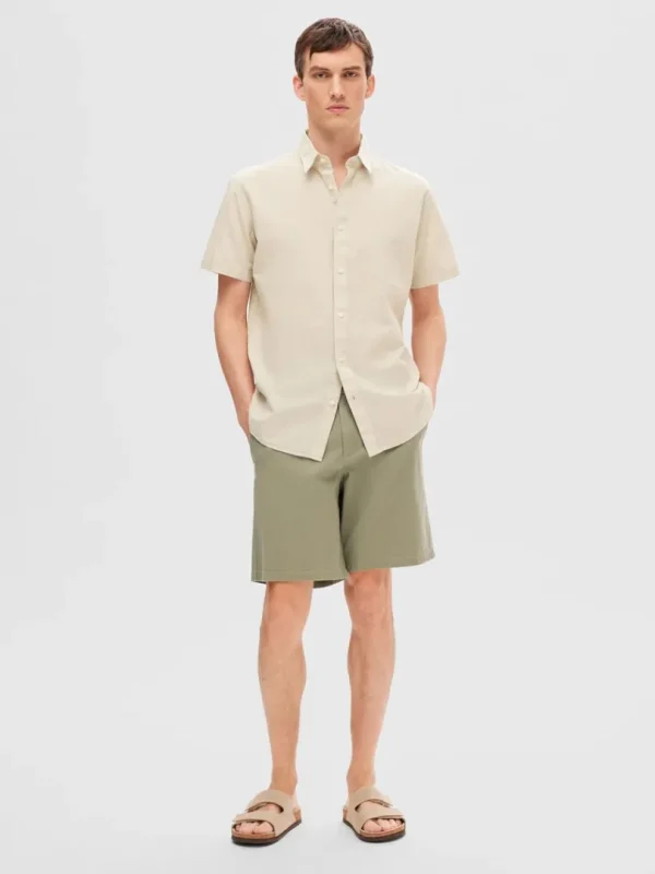 Skjorter>SELECTED KLASSISK KORTÆRMET SKJORTE Beige