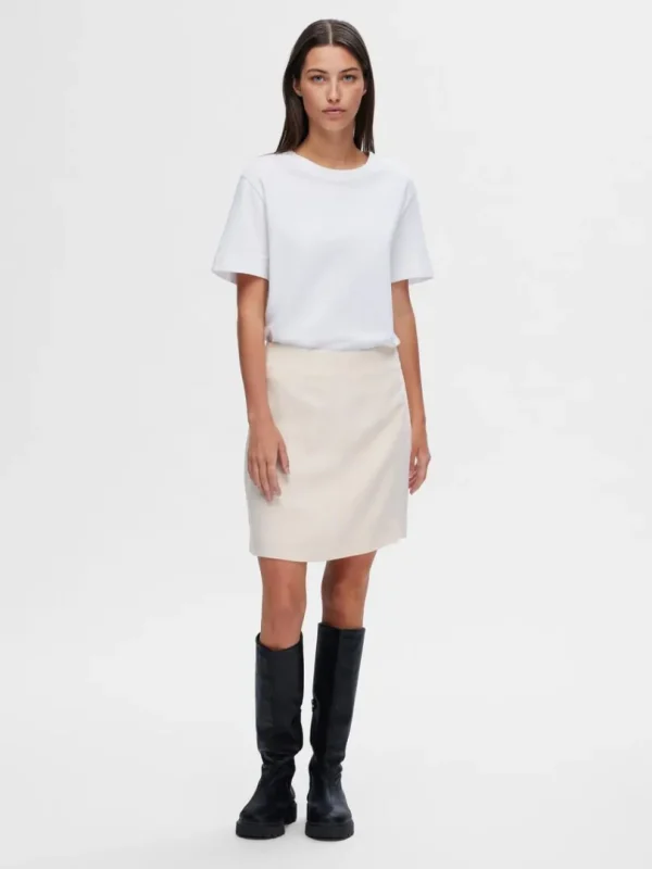 Nederdele>SELECTED KLASSISK MININEDERDEL Beige