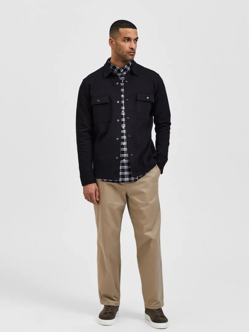 klassisk_overshirt_2-4.webp Overtøj | Skjorter>SELECTED KLASSISK OVERSHIRT Black