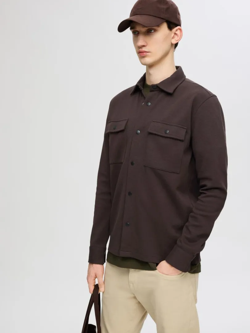 klassisk_overshirt_3-5.webp Hættetrøjer & Sweatshirts | Overtøj>SELECTED KLASSISK OVERSHIRT Brown